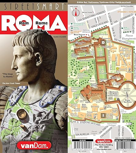 StreetSmart® Rome Map by VanDam –– Laminated, pocket sized City Center folding street and subway map to Rome, Italy with all attractions, museums, ... ... (English, Italian and German Edition)