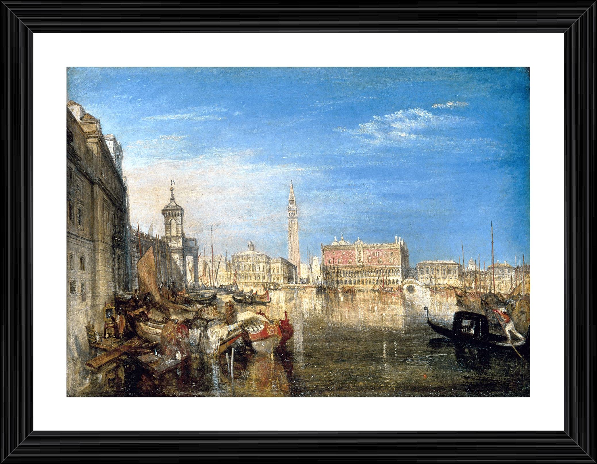 Decoratus® *Bridge of Sighs & Ducal Palace, Venice* (1833)- A Famous Painting by JMW Turner, Wall Décor Frame. Matt Satin Print with MDF & 1"PS Black Frame. Size- 14"x18".