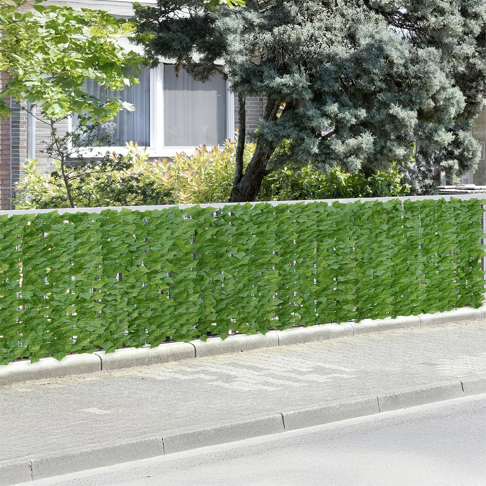 Ogród ochrona prywatności mod. bluszcz sztuczny bluszcz zielony do ogrodu jako mata maskująca wykonana z poliestru PE nylonu 100 x 100 cm, zielona