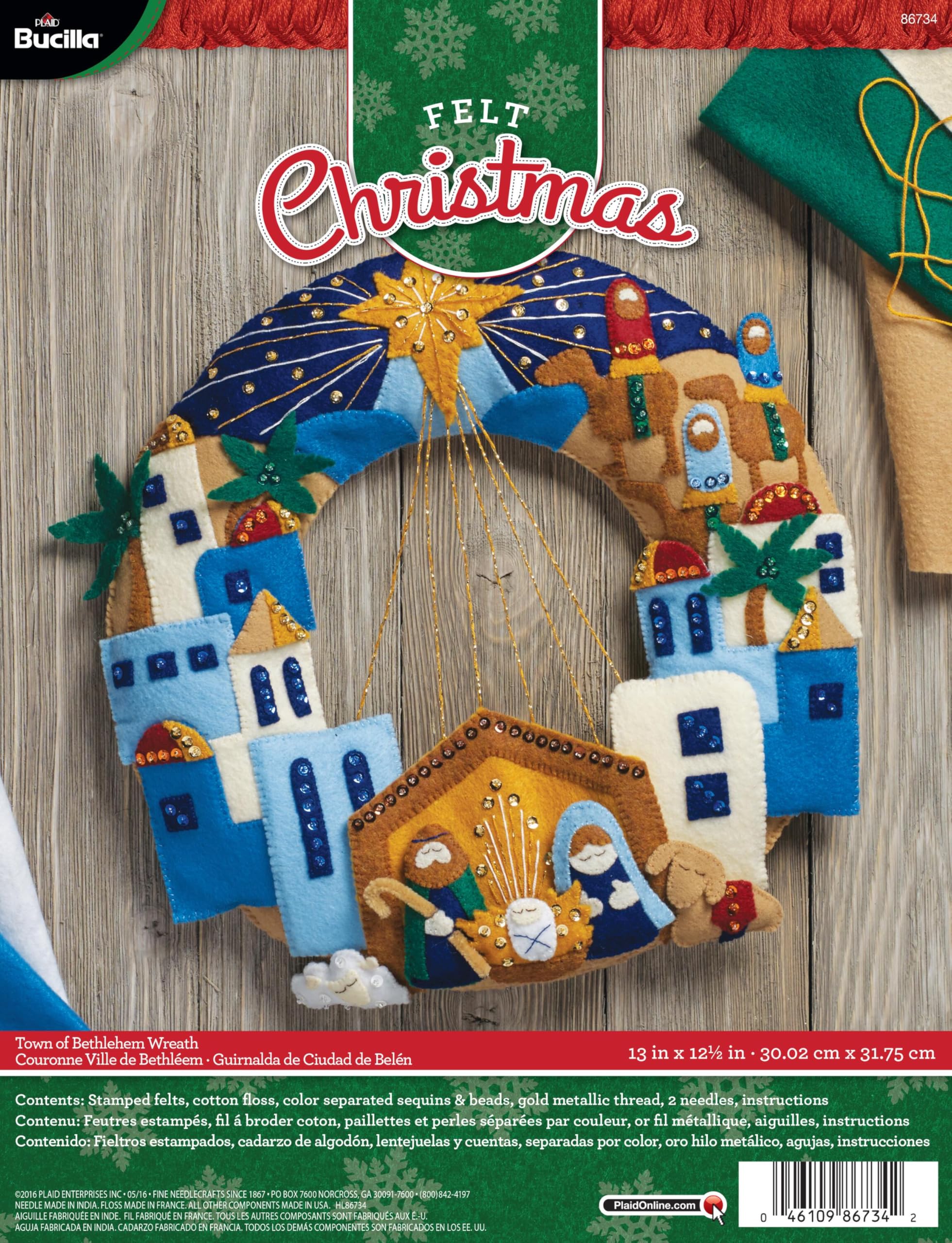 Town of Bethlehem Wreath Felt Applique Kit, Multi-Colour, 29.84 x 22.86 x 4.57 cm