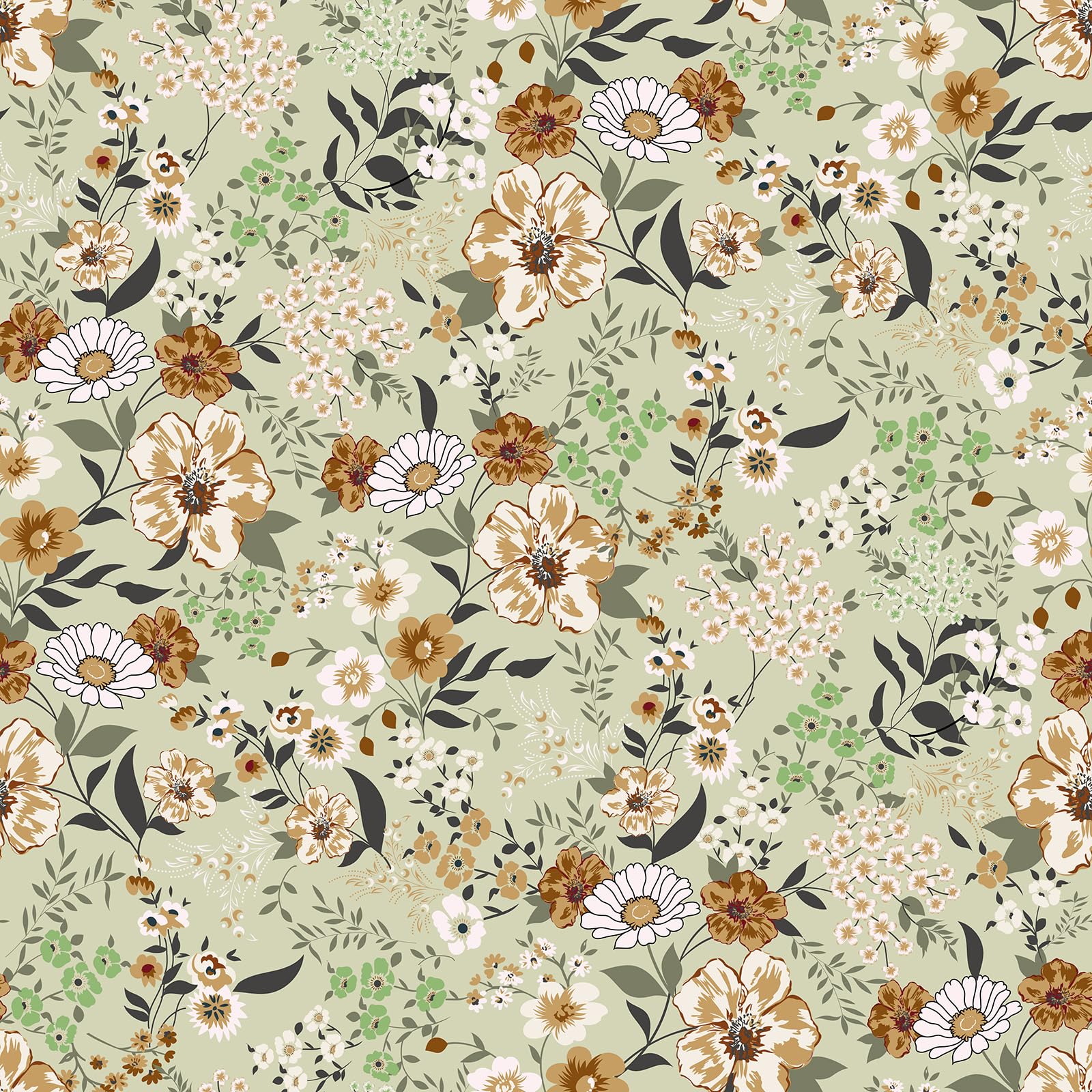 Papier peint à motif floral vert sauge pour relooker un salon ou des étagères