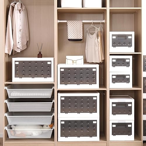 Miniatura 3 de Citylife 47.6 cuartos de galón, 4 paquetes de contenedores de almacenamiento de plástico con tapas, organizador plegable plegable para armario,