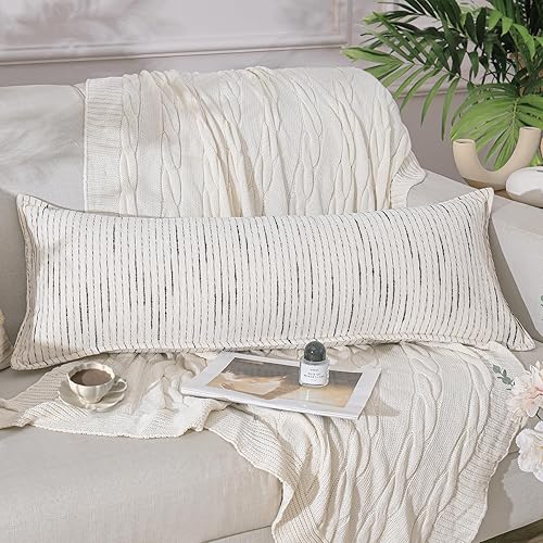 Funda de almohada bohemia hecha a mano de 18 x 18 pulgadas, fundas de almohada decorativas de hilo de algodón bohemio color caqui crema con textura