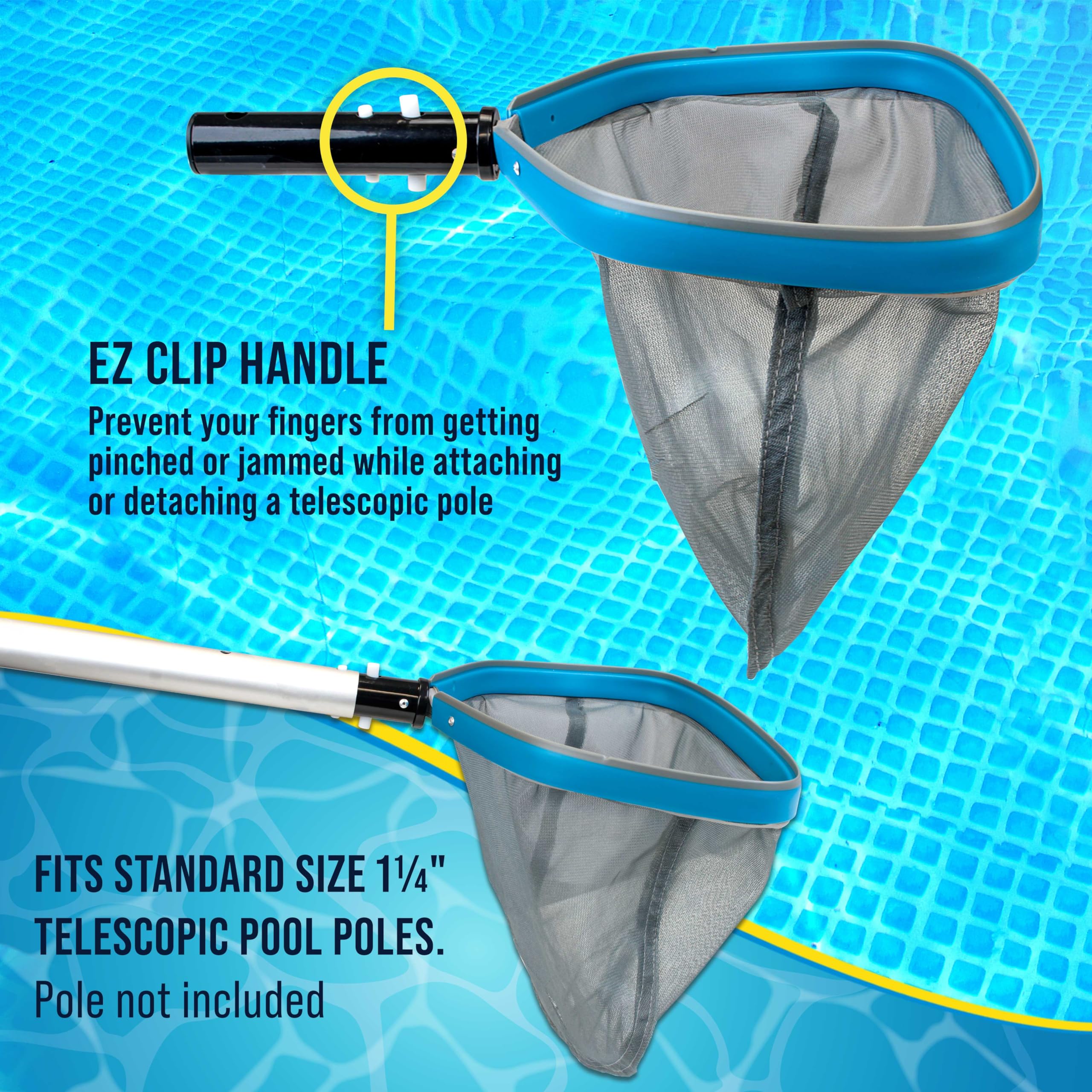 U.S. Pool Supply Red de rastrillo resistente de 11 pulgadas, red de rastrillo de hojas de spa, cesta de malla ultrafina de 11 pulgadas de profundidad, marco de aluminio fuerte, borde inclinado,