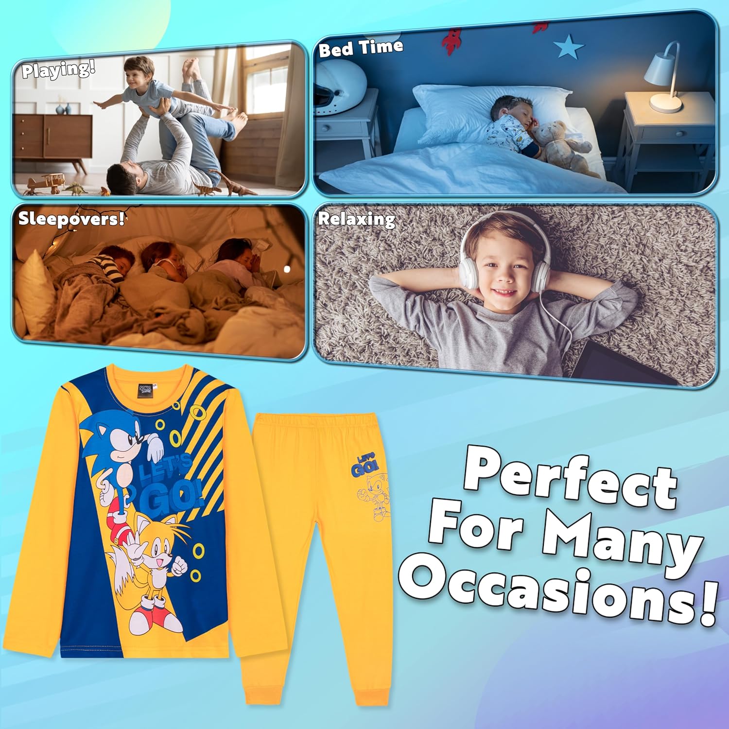 Sonic The Hedgehog Shadow Boys Pajama Set, Cozy Loungewear, Soft PJs Sleepwear - Gaming Gifts for Boys - Image 4
