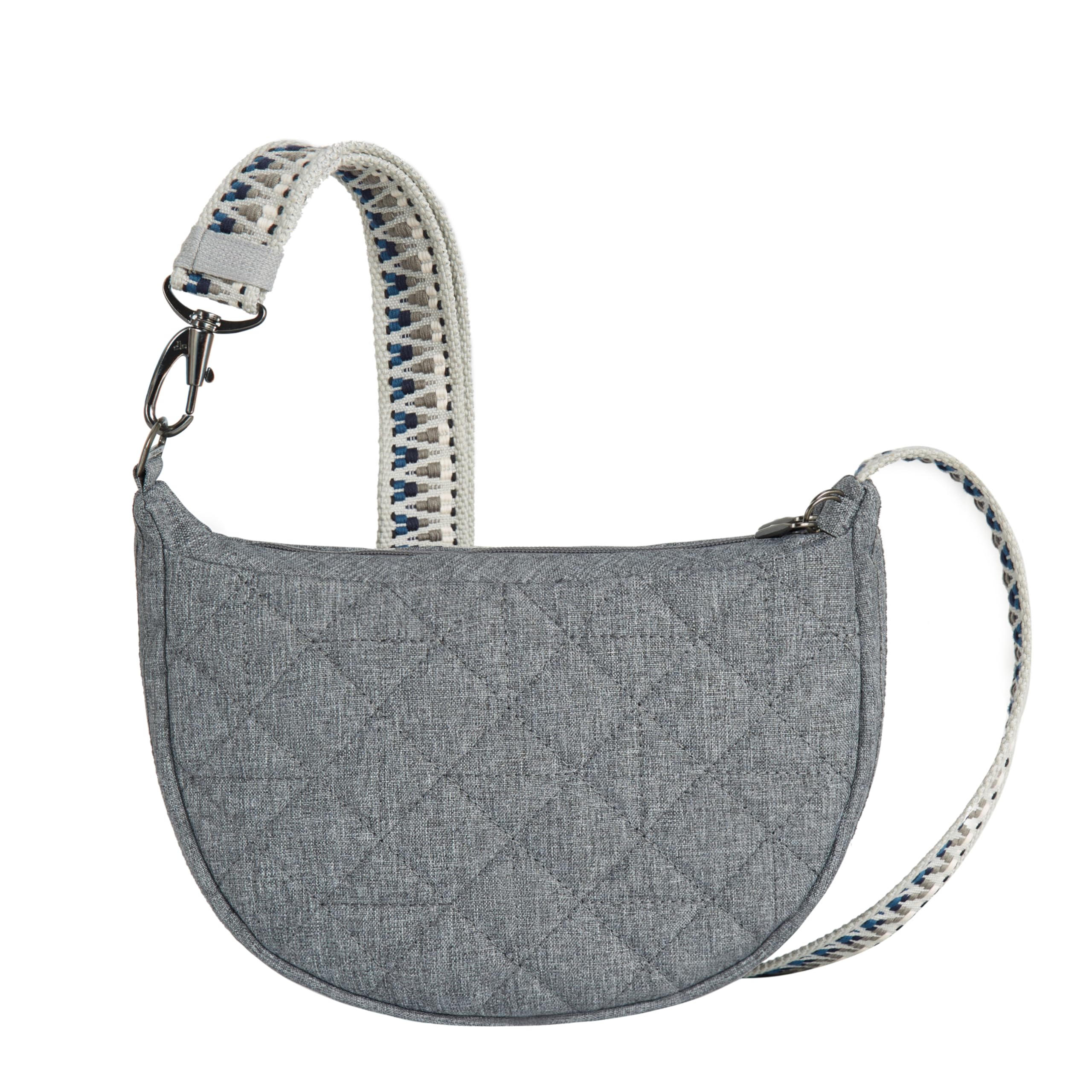 Travelon Unisex Boho antykradzieżowy półksiężyc crossbody, szary wrzos, Szary wrzos