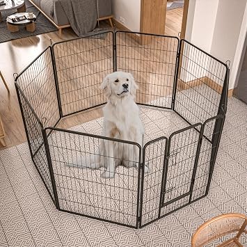 Heavy Duty Dog Pens Outdoor Dog Fence Dog Playpen for Large Dogs, 40" Dog Kennel Outdoor Pet Playpen with Doors 8 Panels Metal Exercise Pens Puppy Playpen Temporary Camping Fence for The Yard