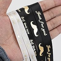 Vista 4 de MEEDEE Cinta de feliz día del padre, decoración del día del padre, caja de regalo, decoración de papel de regalo, cinta fina de satén negro surtido