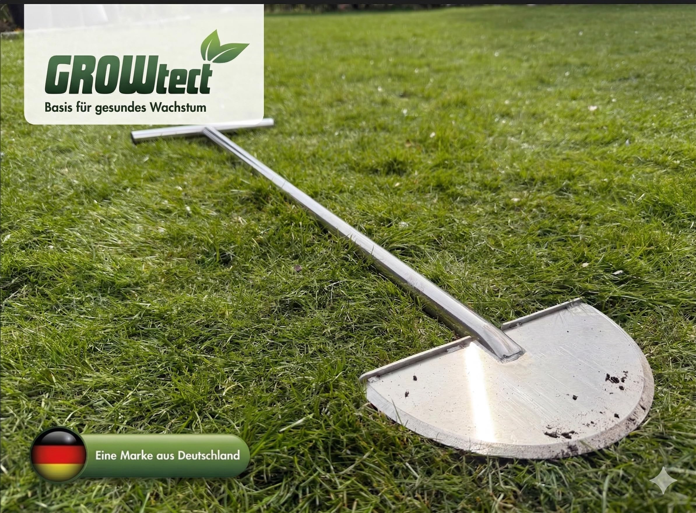 PRO Rasenkantenstecher – Profi Kantenstecher mit geschärftem Blatt für Garten- und Landschaftsbau, Sportplatzpflege und Greenkeeper – Scharfe Klinge | Edelstahlstiel (T-Griff) aus einem Stück