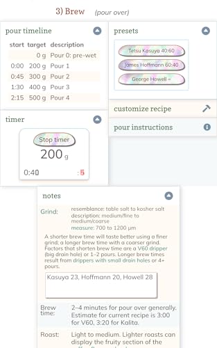 Brewfecto Coffee & Tea Brew Ratio Calculator and Pour Over Timer
