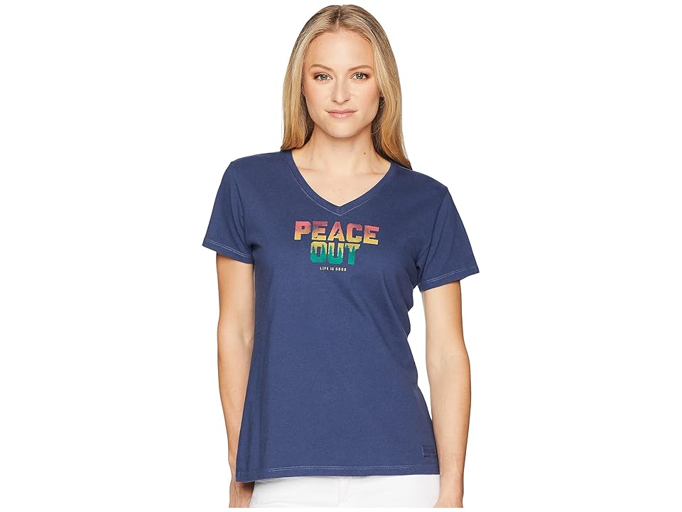 

Life is Good Peace Out Crusher Vee (Darkest Blue) Women's T Shirt