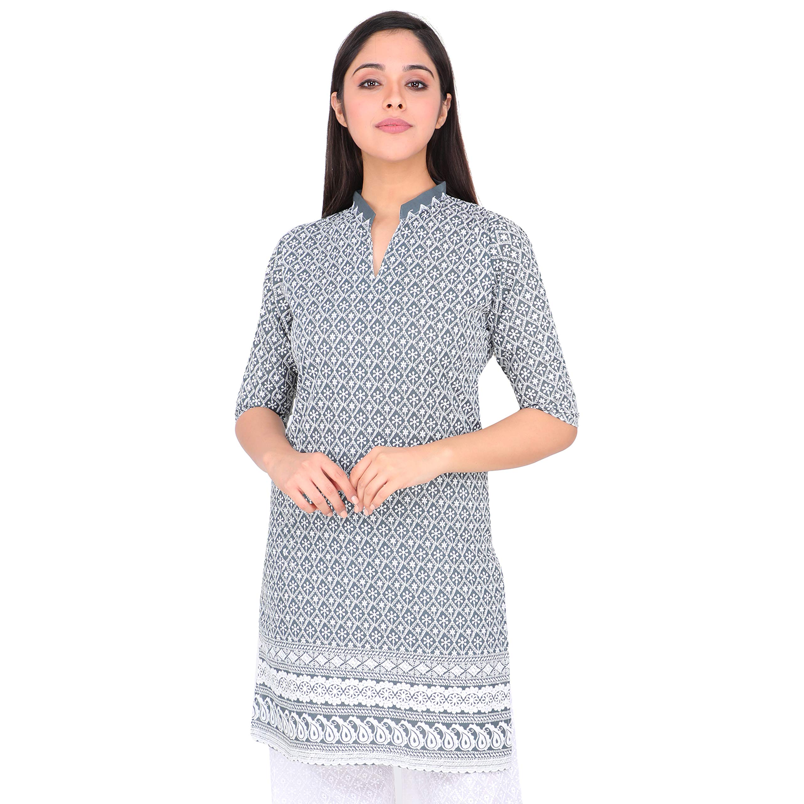 Haniya Women's Chikankari Polycotton Embroidered Kurta