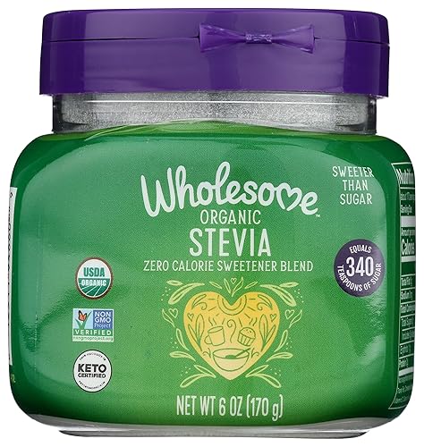 Wholesome Stevia orgánica mezcla edulcorante sin calorías sin OMG ni gluten tarro de 6 onzas paquete de 1