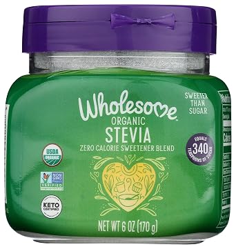 Wholesome Sweeteners Organic Stevia, 6oz Jar, Zero Calorie Sweetener Blend, Keto Friendly, Non GMO, Gluten Free & Vegan, 1 Pack