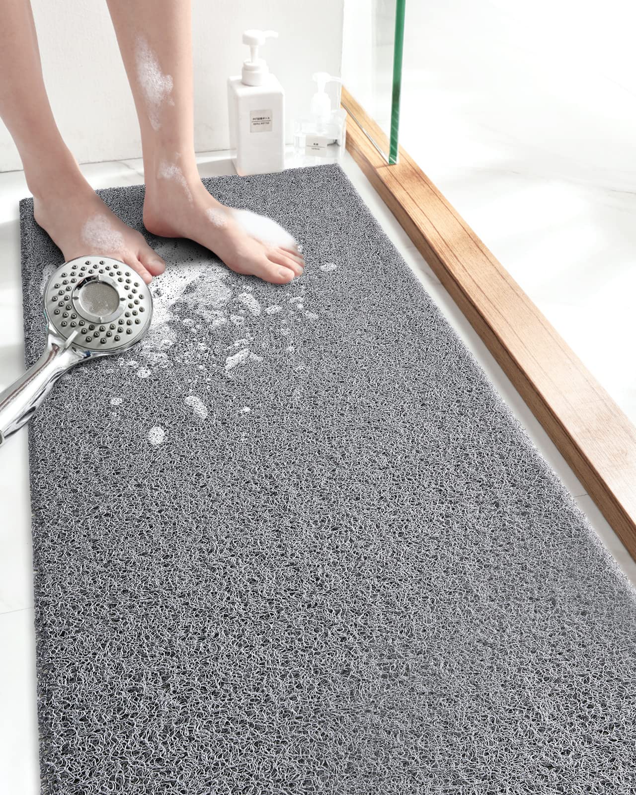 Tapis De Douche Antidérapant Forme Luffa - PVC Lavable - 40x60cm Ou 50x80cm - Séchage Rapide, Anti-moisissure