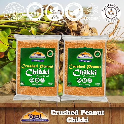 Miniatura 5 de Rani - Chikki de maní triturado (caramelo quebradizo) 3.53 oz (3.5 onzas) x paquete de 2  Todo natural  Vegano  Sin colores  Apto para gluten