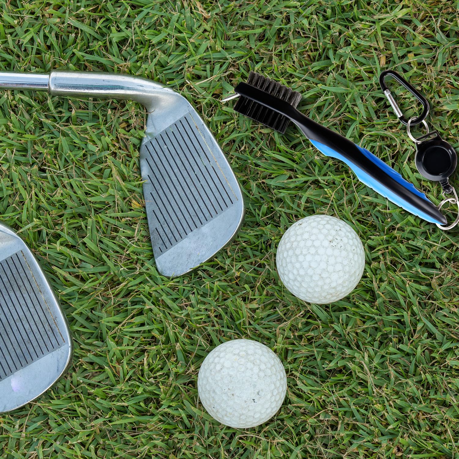 Spazzola da golf per mazze da golf Golf Club Brush Groove Cleaner spazzola per la pulizia della mazza da golf con moschettone per superfici di racchette, scanalature per borsa da golf