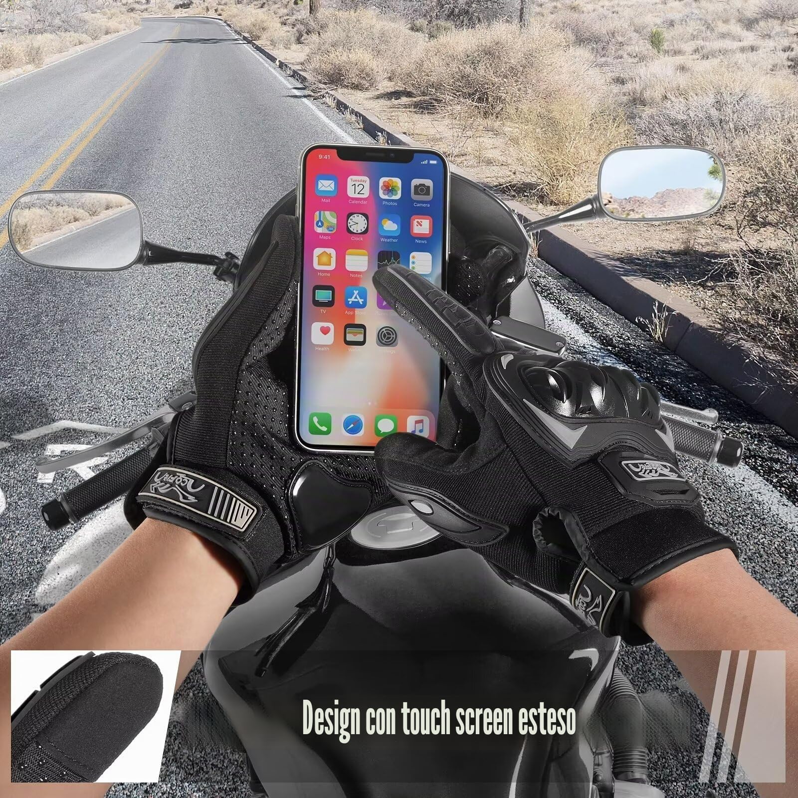 COFIT Guanti da Moto, Touchscreen sulle Dita, Guanti per corse in Motocicletta, per ATV BMX MTB Bicicletta, Arrampicata, Motocross e Altri Sport All'aperto