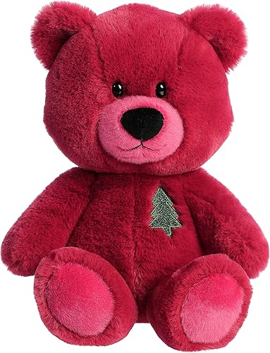 Aurora Festive Holiday Hugga-Wug Tree Bear - Animal de peluche - Animación de temporada - Regalos conmovedores - Rojo 13.5 pulgadas