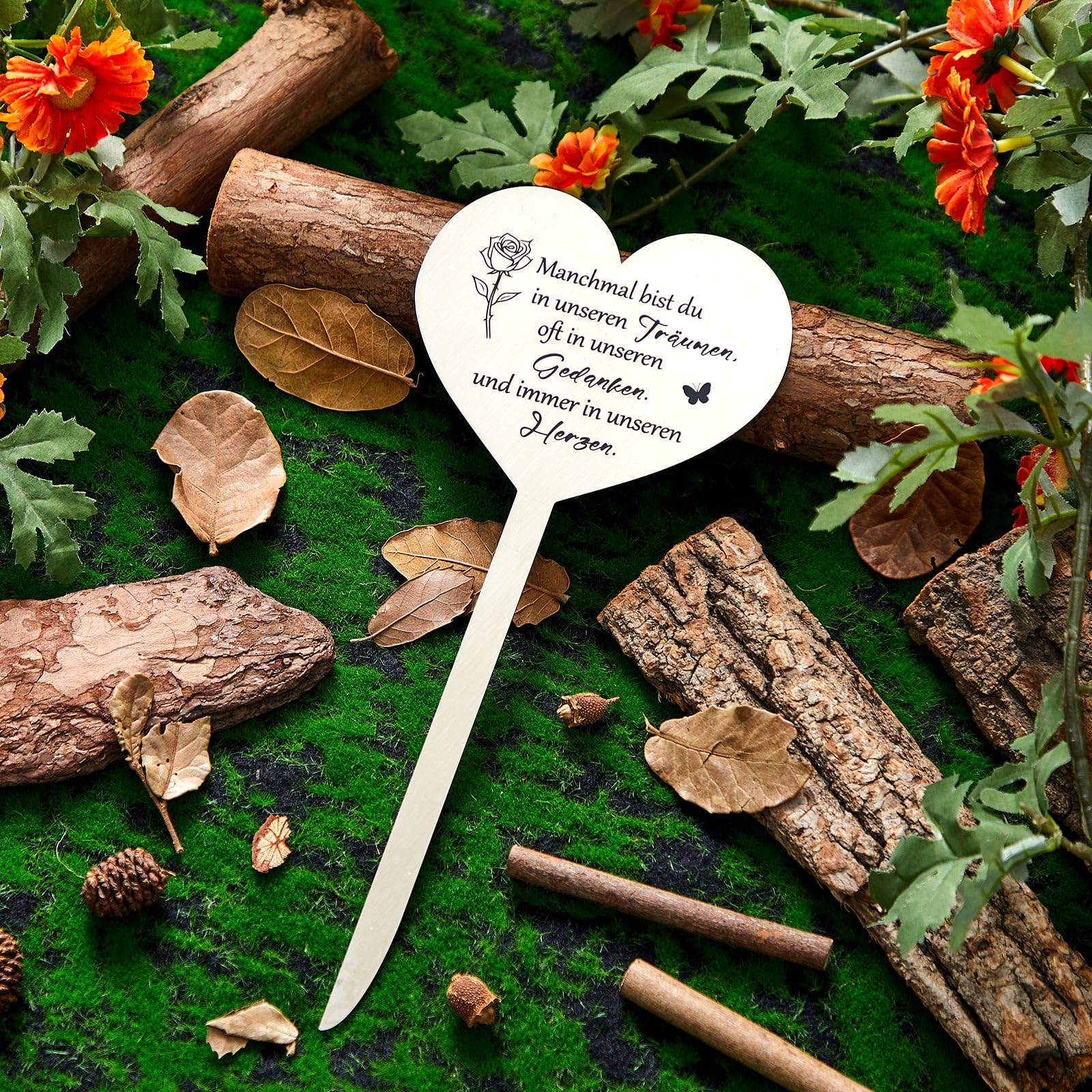 Herzförmiger Grabschmuck Aus Acryl - Wetterfeste Grabdekoration Mit Gravur