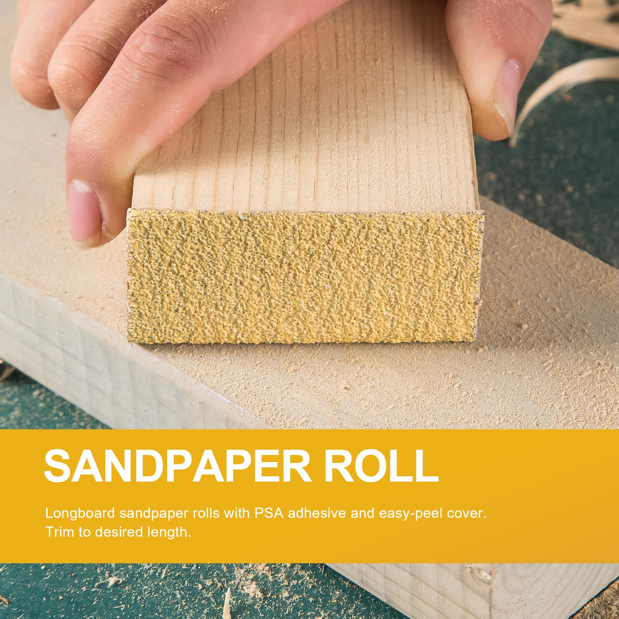 PSA - Rollo de papel de lija de grano 80, 2-3/4 pulgadas x 20 yardas, autoadhesivo, parte trasera adhesiva, rollo continuo de hojas de arena para carpintería, lijadora de carrocería y