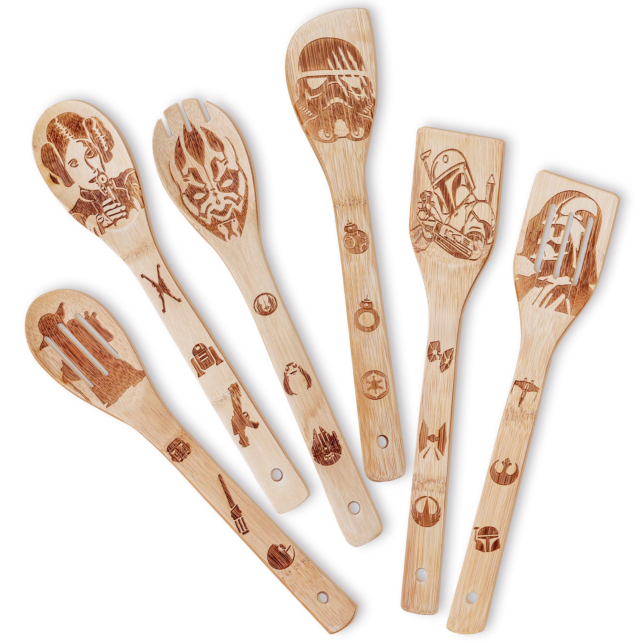 Star War Kitchen Gifts Wooden Spoons For Cooking Utensils Set 6 pcs, Star War kitchen accessories House Warming Gift For Men And Women,Star War Cooking Accessories, Star War Spatula