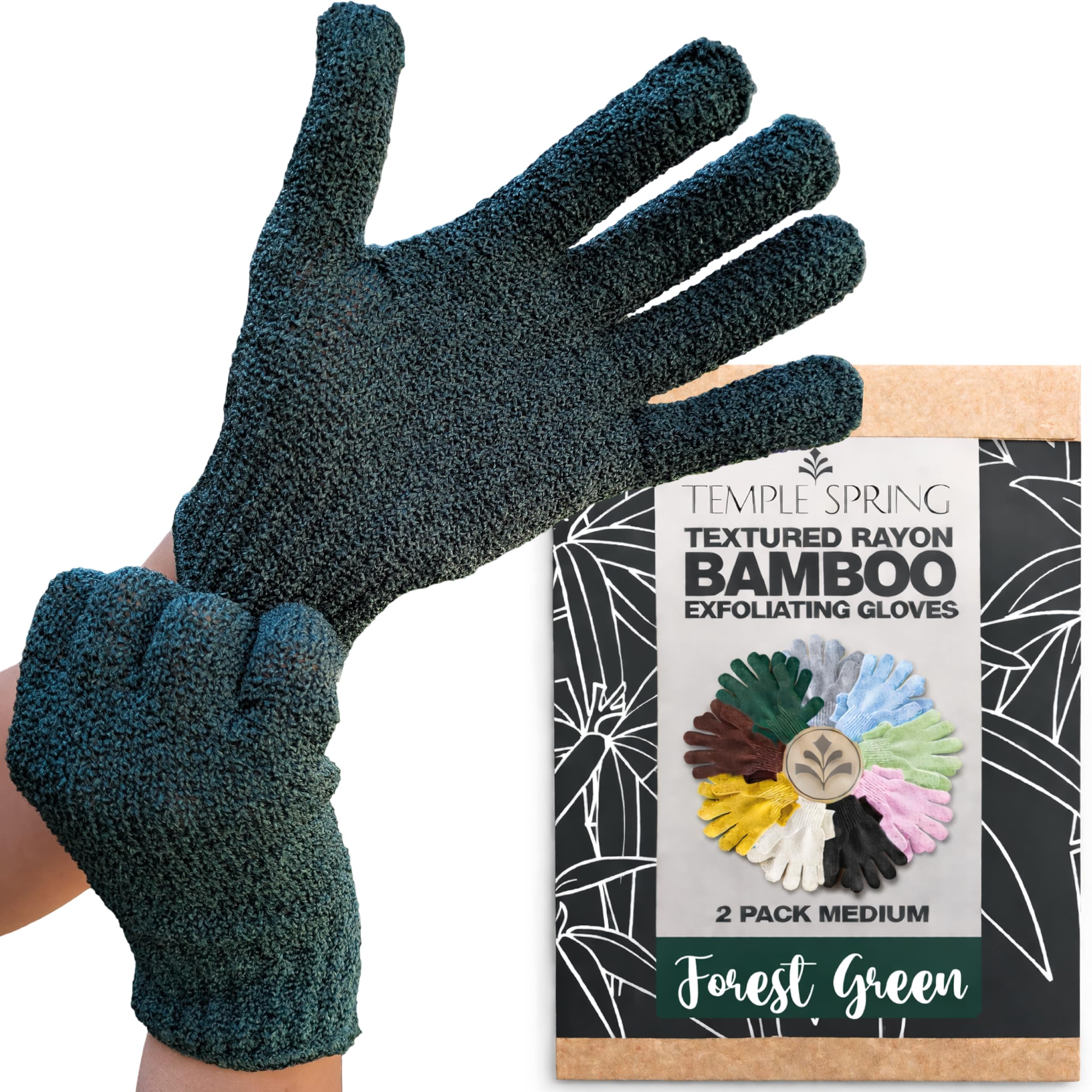 Temple Spring Guante Exfoliante Corporal, Exfoliante Cuerpo Esponja, Guante Autobronceador, Bambú Manoplas Baño, Exfoliating Glove – Rosa — view 13