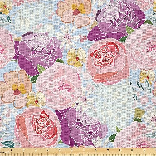 Miniatura 6 de Ambesonne The Yard, Pop Art Inspirations, Siluetas exóticas de hojas de palmera, colores ondulados, tela de microfibra para artes y manualidades,