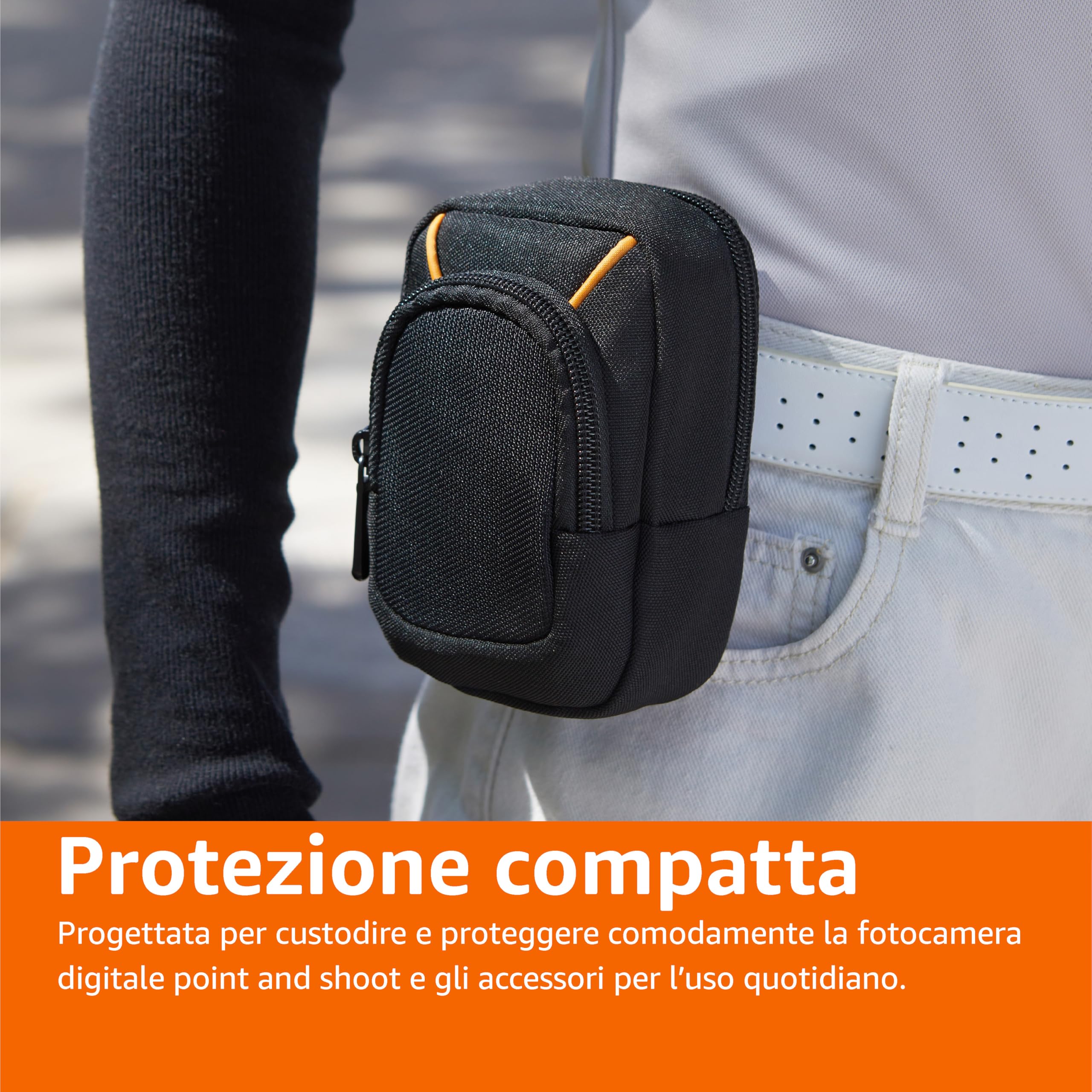 Amazon Basics Custodia per Fotocamera Digitale Compatta Grande con Imbottitura Interna per Fotocamere di 13,2 x 8,1 x 2,5 cm, Nero, Tinta Unita, Piccolo