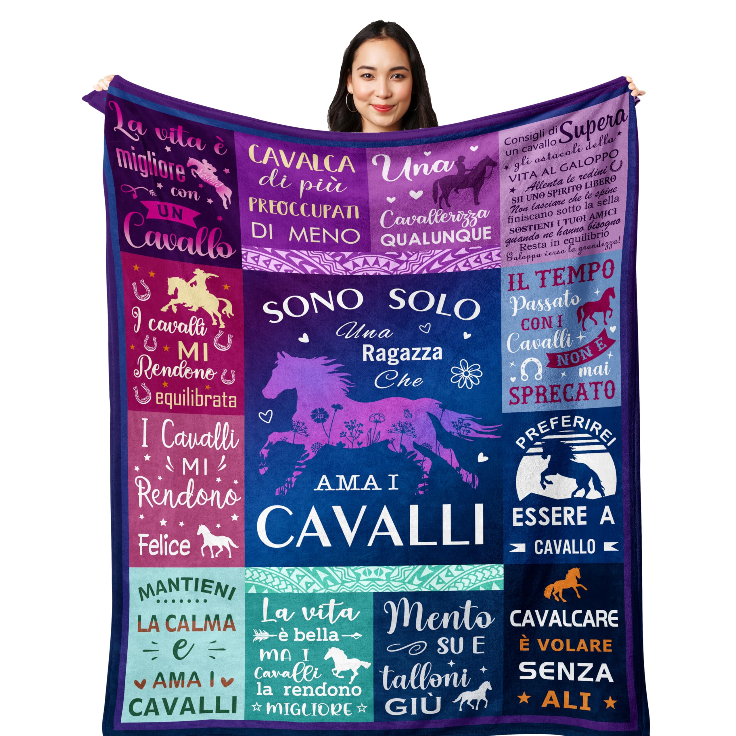 Yesibrd Regalo per amanti dei cavalli, Regalo per Donne, Ragazze e Appassionate di Equitazione, Regali Donna/Amica, Ragazza Compleanno, Coperta a Tema Cavalli 150x130CM