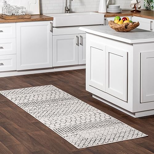 Miniatura 10 de nuLOOM Creek Modern Trellis - Alfombra de estampados geométricos, 8 x 10 pies, color gris