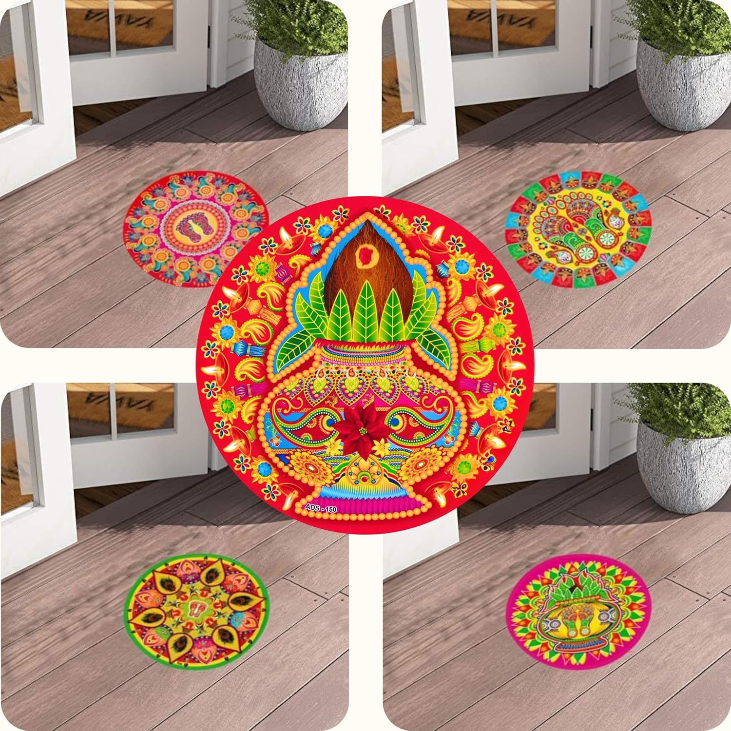 Diwali Rangoli Sticker for Floor Decoration | Easy to Apply Removable Rangoli Design | Decorative Floor Sticker for Festival, Home & Office AP2