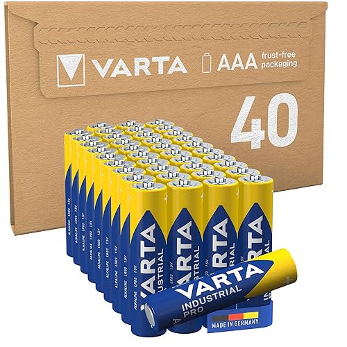 VARTA Pile AAA, confezione da 40, Industrial Pro, Batterie Alcaline, 1,5V, pacco di stoccaggio in imballaggio ecologico, Made in Germany [Esclusivo su Amazon]