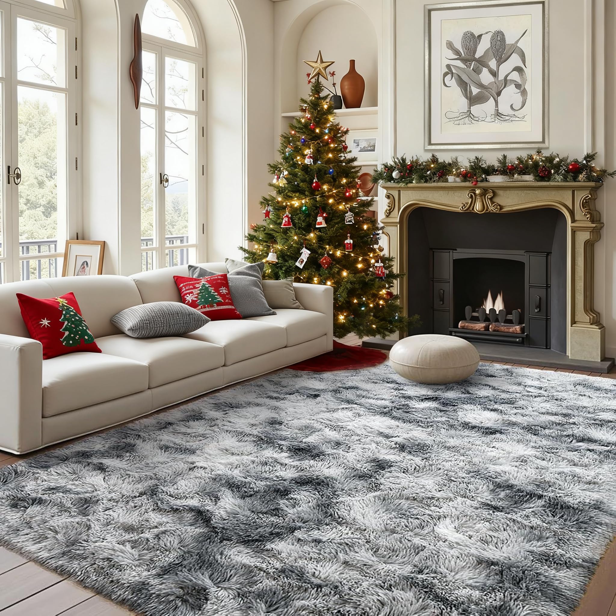 FinRèc Soft Grey Rugs for Bedroom Living Room, 4x6 Feet Fuzzy Shaggy Area Rug, Non-Slip Fluffy Furry Shag Rug for Nursery Kids Room Dorm Room Home