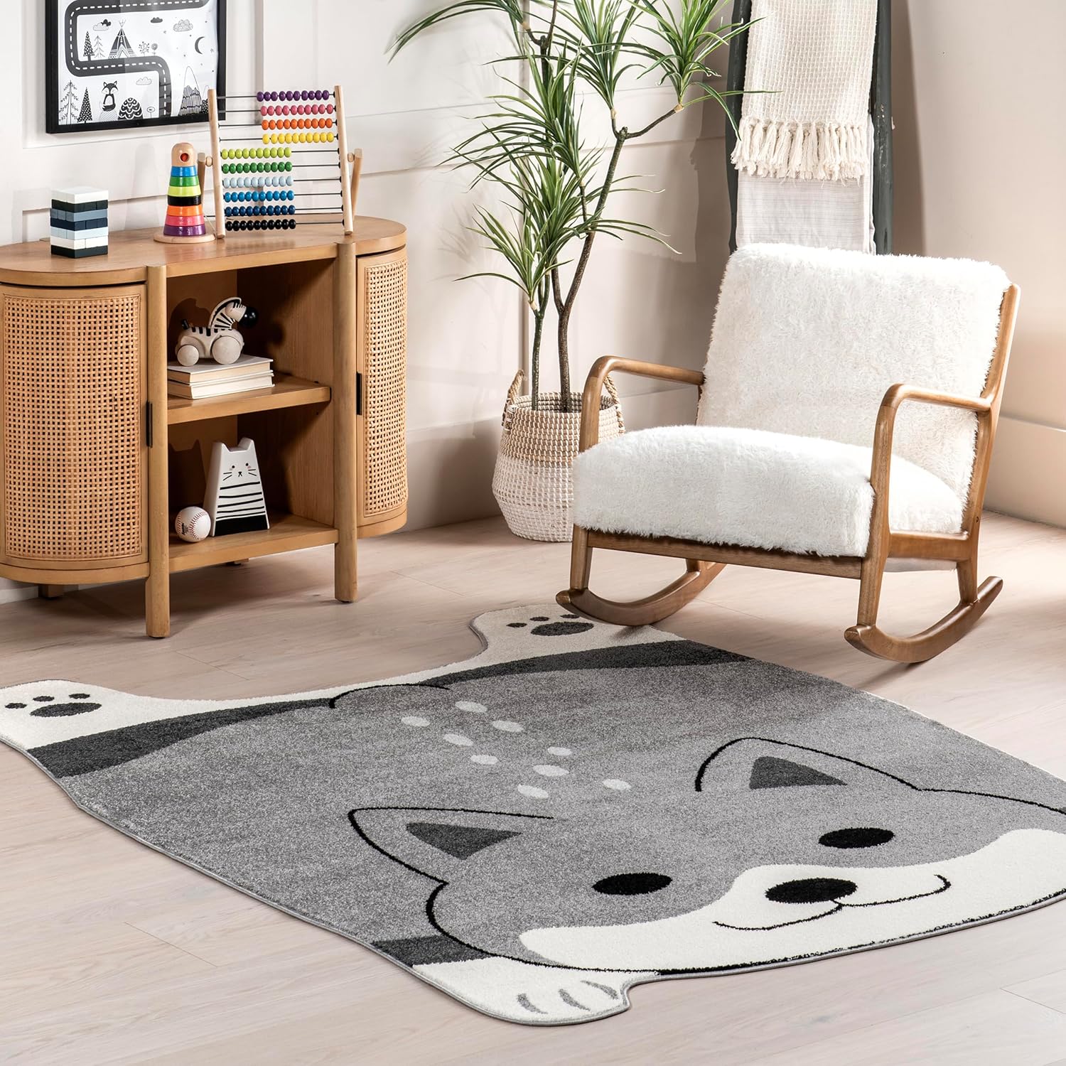 nuLOOM Charli Graphic 4x6 Area Rug for Living Room Bedroom Dining Room Nursery Kitchen, Grey/Off-White