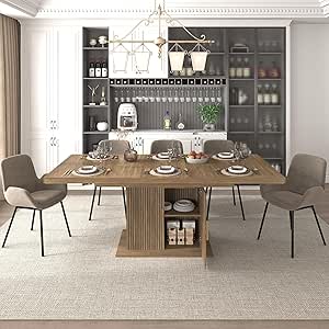 Amazon.com - 63"-79" Extendable Dining Room Table for 8, Modern ...