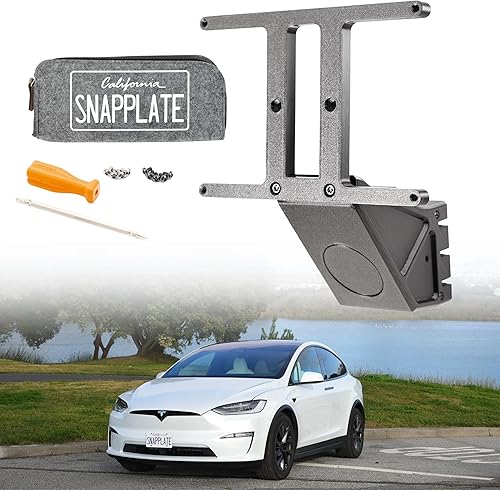 SnapPlate + (Modelo X) Soporte para placa frontal Fuerza optimizada, antirrobo, extraíble, altura ajustable, fabricado y patentado en Estados