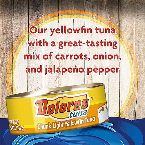 Miniatura 3 de Dolores Atún en trozos de atún claro de aleta amarilla con verduras en escabeche, atún enlatado de 5 onzas, paquete de 1