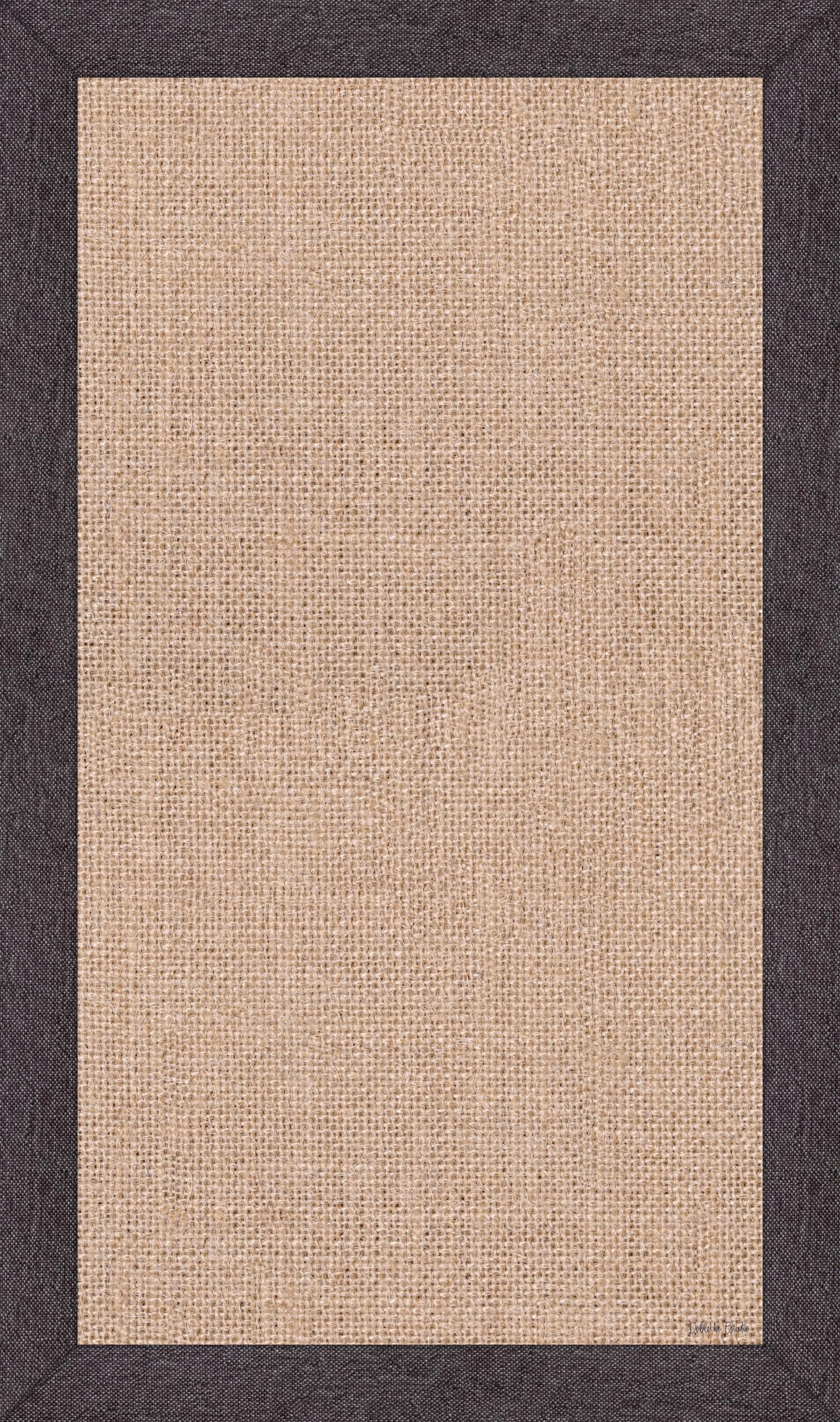 DobleUve Estudio Alfombra Vinílica Impresa Yute Marco | Marrón | 65x140 | Alfombra Cocina Lavable Antideslizante | Alfombra Vinilo Salón | Alfombra Verano | Suelo de Vinilo