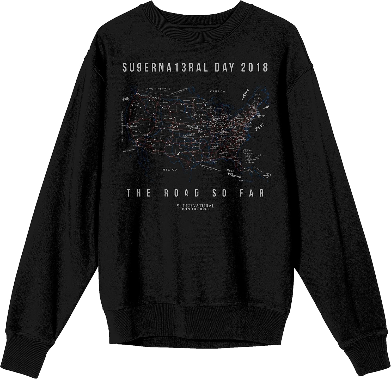Bioworld Supernatural The Road So Far Crew Neck Long Sleeve Unisex Adult Sweatshirt