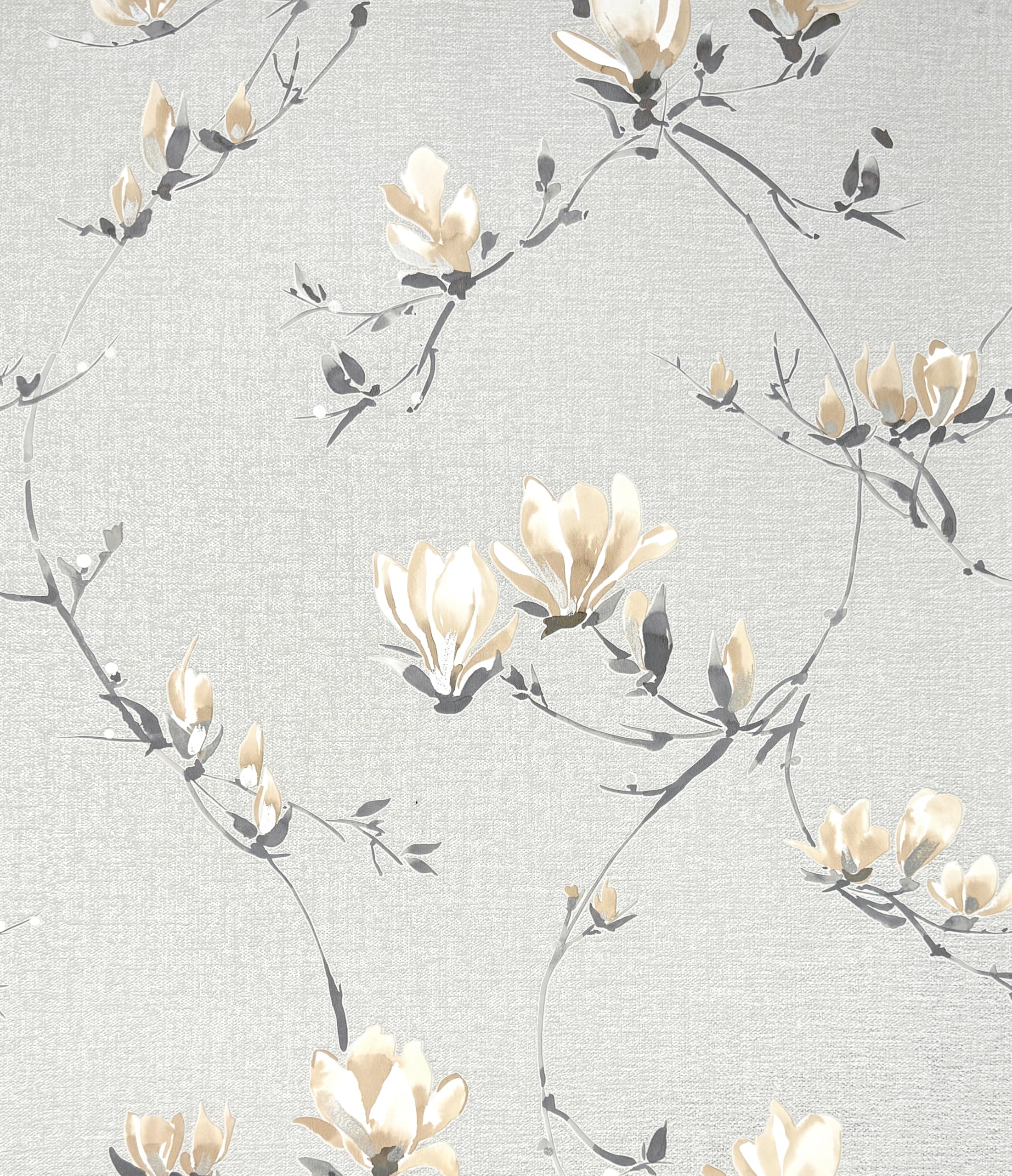 Fine Decor Isla Floral Luxury Textured Vinyl Wallpaper, Grey Ochre
