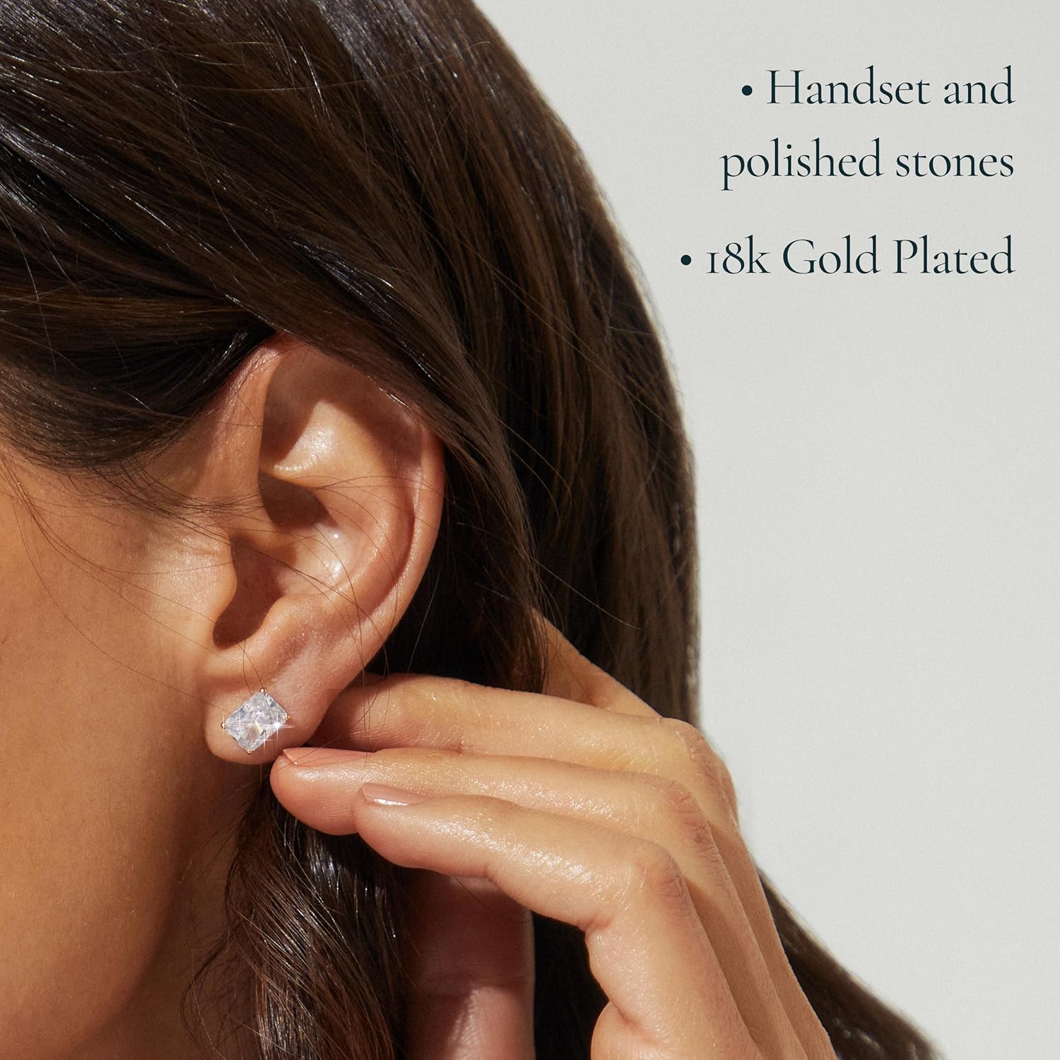 Nadri Gold Stud Earrings for Women - 18k-Gold-Plated Earring Studs With Emerald Cut Cubic Zirconia Stones - Exquisite Jewelry for Women