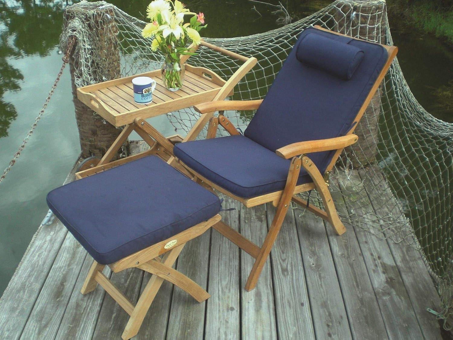 Outdoor Footrest, Kiln-Dried Teak Square Wooden Foot Stool for Patio, Deck, and Poolside, Weather-Resistant Ergonomic Foot Rest (FTSTL)