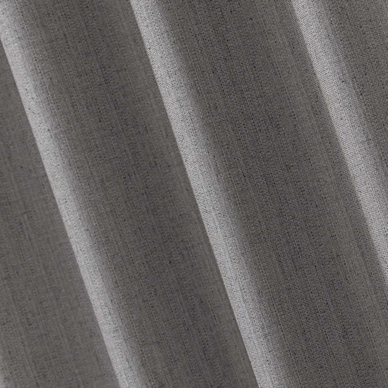 Amazon Basics Faux Linen Blackout Curtains for Bedroom and Living Room, 2-Piece Set with Grommets, 42" W x 84" L, Grey