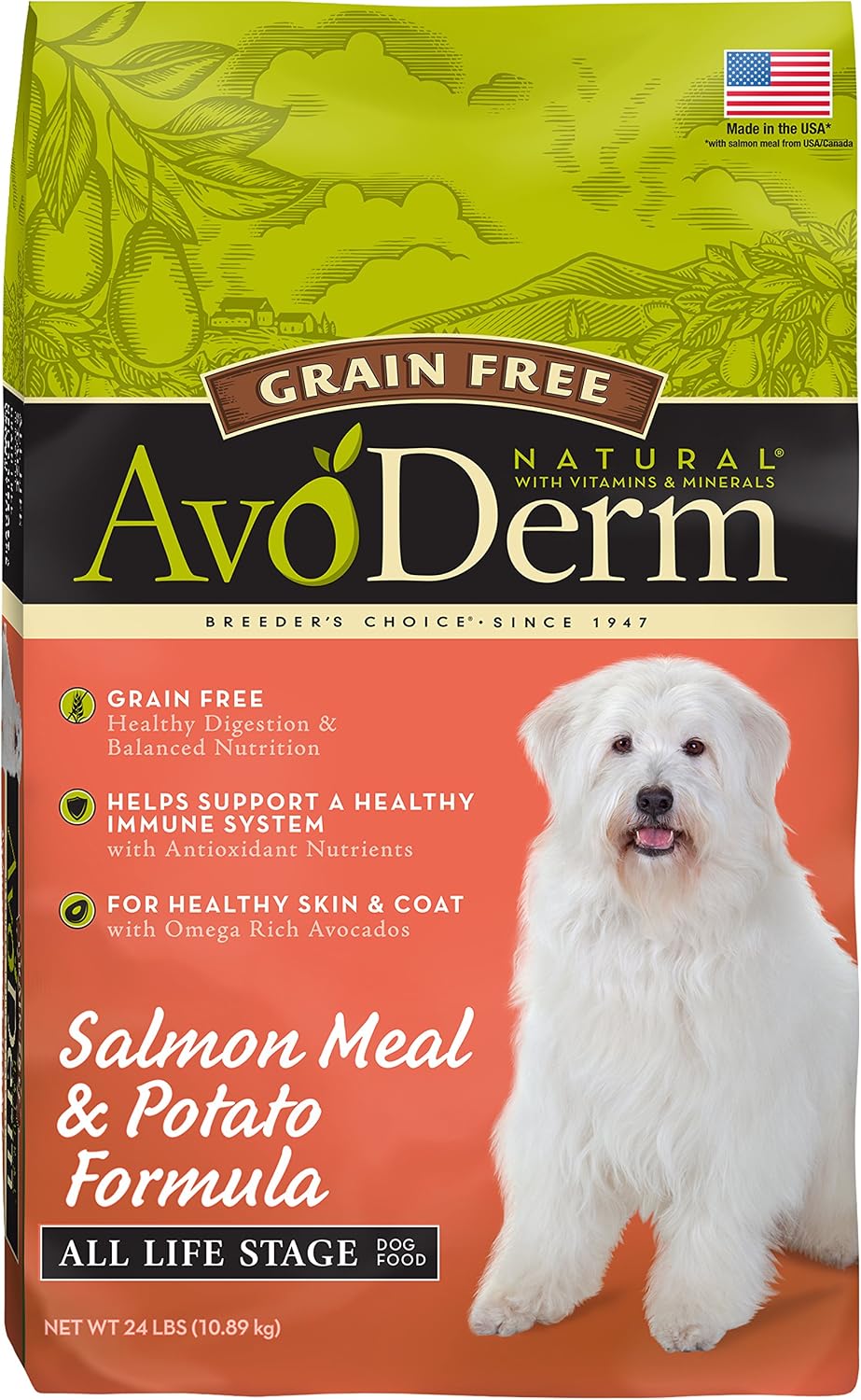 AvoDerm Natural All Life Stages Dry & Wet Dog Food, Grain Free, Salmon & Vegetables Recipe