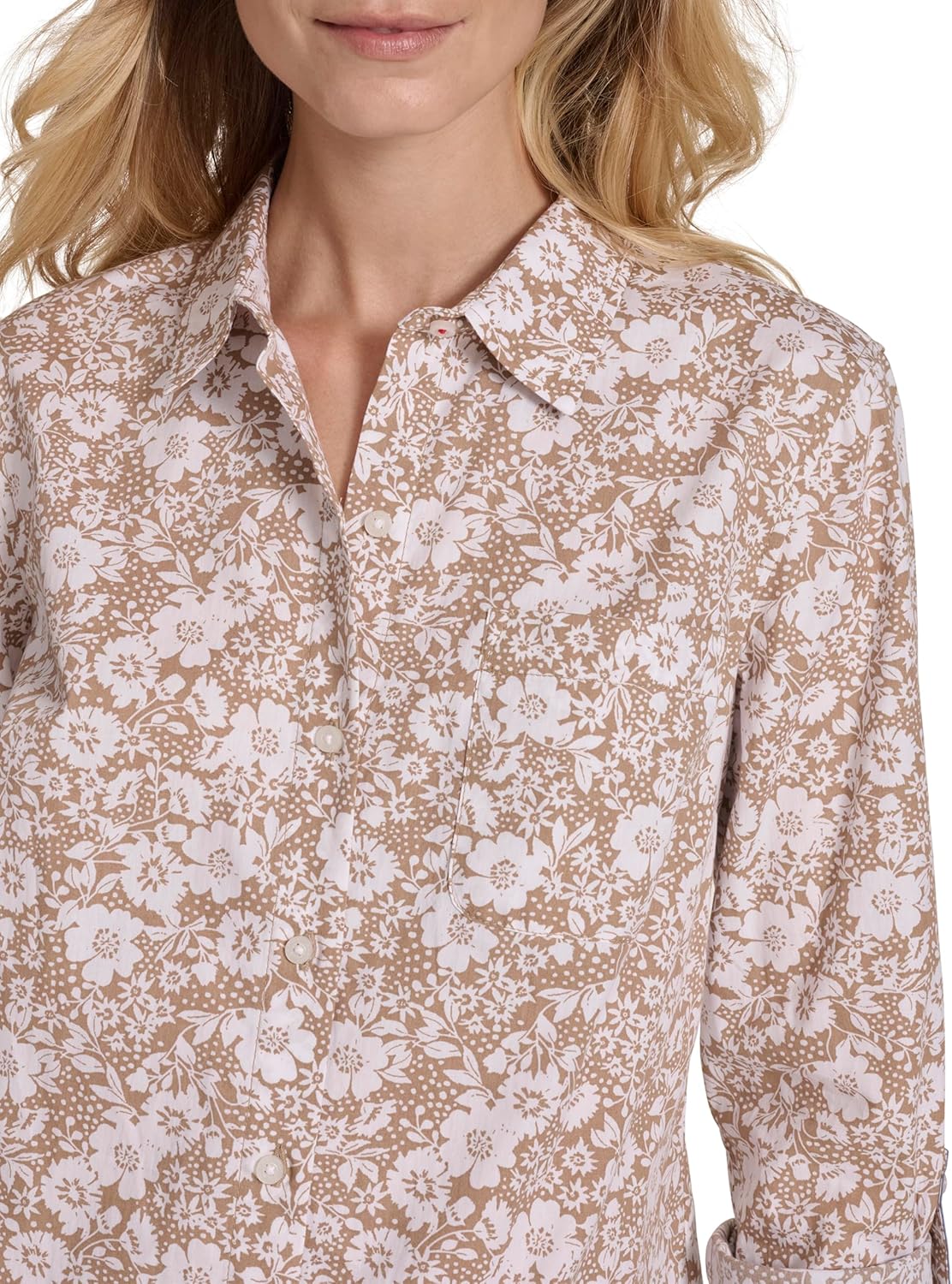 Nautica Womens Button Front Long Sleeve Roll Tab Shirt - Image 4