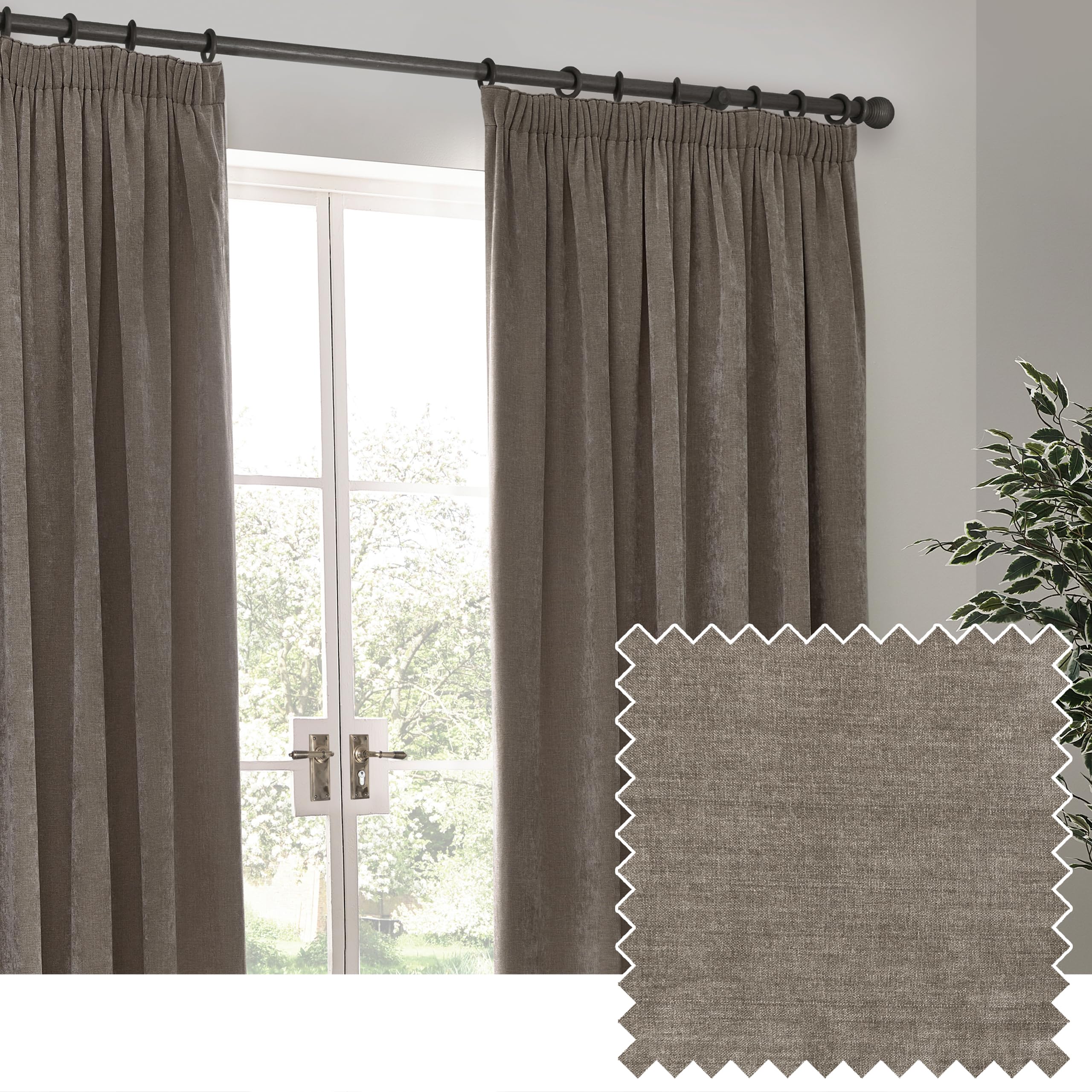 Yard Heavy Chenille Blackout Pencil Pleat Curtains