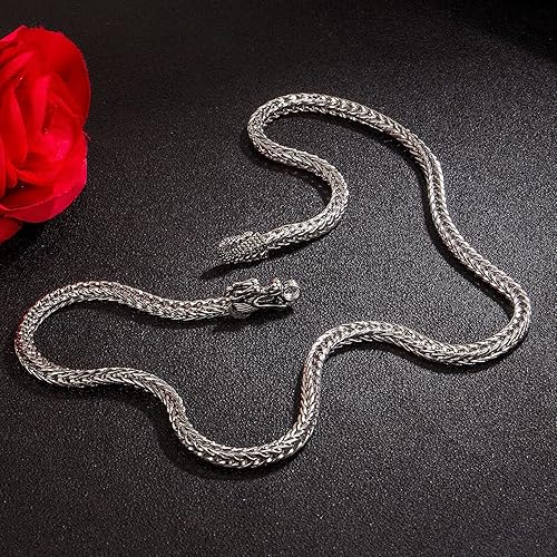 Vista 3 de Dankadi Collar de dragón de plata de ley 925 para hombre, estilo vintage, 0.197 in, 20 "22", 24 "26", gargantilla de cadena de eslabones francos