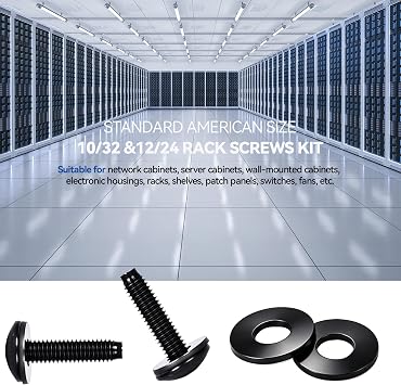 30-Pack Rack Screws 10/32 with Nylon Washers for Server RacksRouters Enclosures &Audio Equipment Cabinets Server Network Enclosure Mount Screws