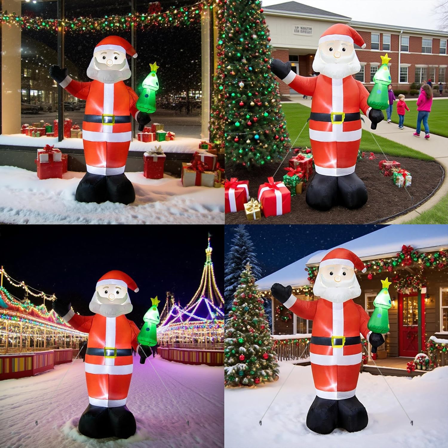 8FT Inflatable Santa Claus Outdoor Christmas Decoration - Blow Up Santa Claus with Built-in LED Lights for Garden Lawn - Image 9
